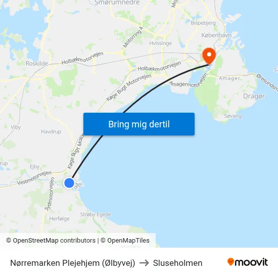 Nørremarken Plejehjem (Ølbyvej) to Sluseholmen map