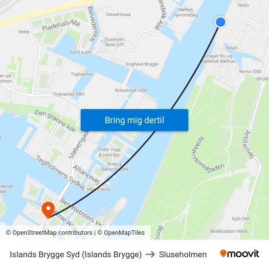 Islands Brygge Syd (Islands Brygge) to Sluseholmen map