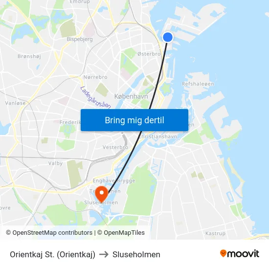 Orientkaj St. (Orientkaj) to Sluseholmen map