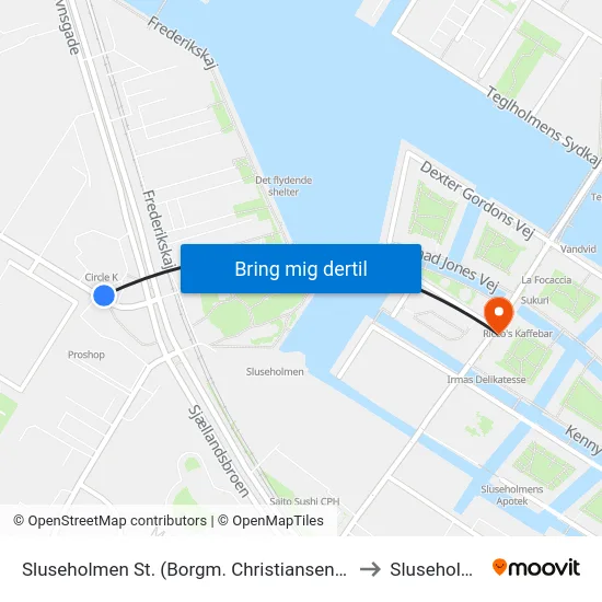 Sluseholmen St. (Borgm. Christiansens Gade) to Sluseholmen map