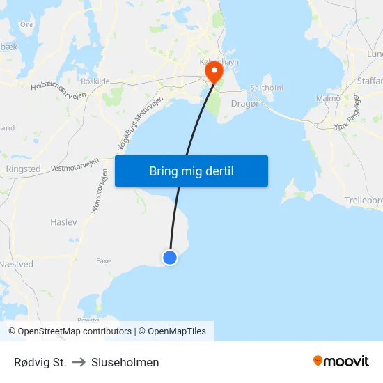 Rødvig St. to Sluseholmen map
