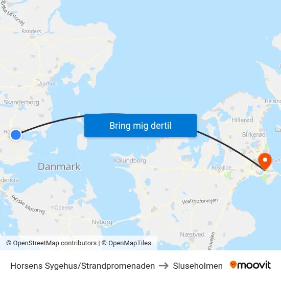 Horsens Sygehus/Strandpromenaden to Sluseholmen map