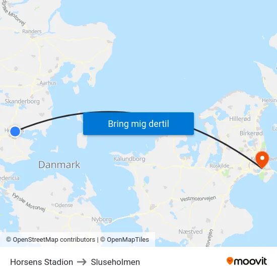 Horsens Stadion to Sluseholmen map