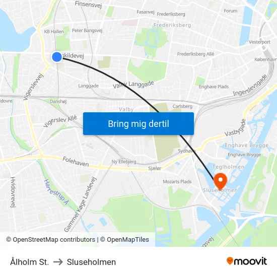 Ålholm St. to Sluseholmen map