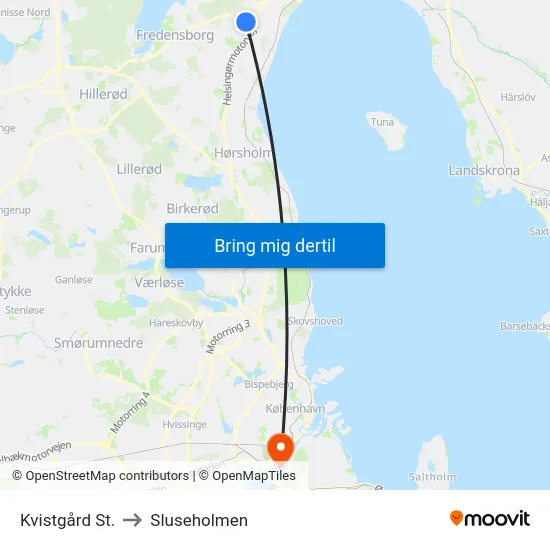 Kvistgård St. to Sluseholmen map