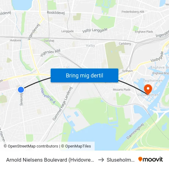 Arnold Nielsens Boulevard (Hvidovrevej) to Sluseholmen map