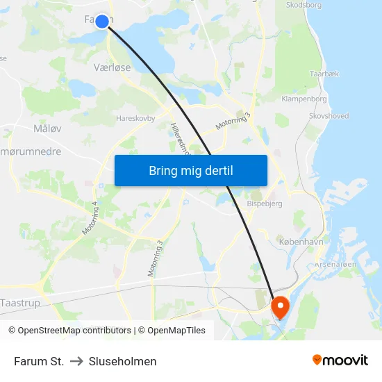 Farum St. to Sluseholmen map