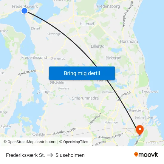 Frederiksværk St. to Sluseholmen map