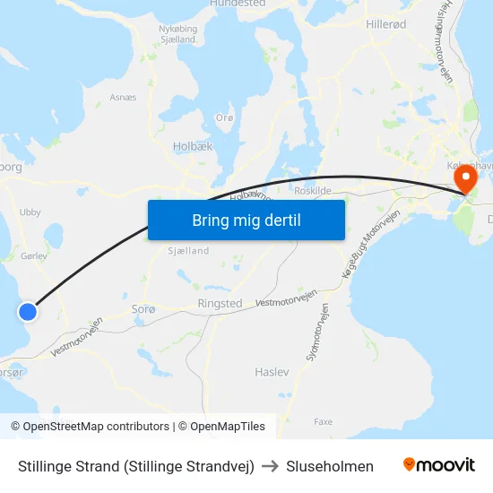 Stillinge Strand (Stillinge Strandvej) to Sluseholmen map