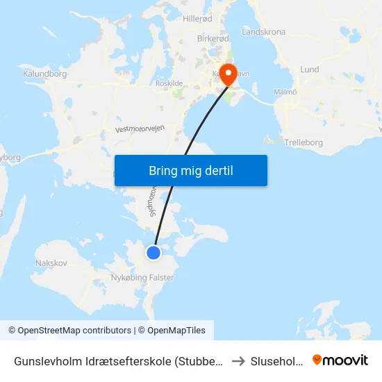 Gunslevholm Idrætsefterskole (Stubbekøbingvej) to Sluseholmen map