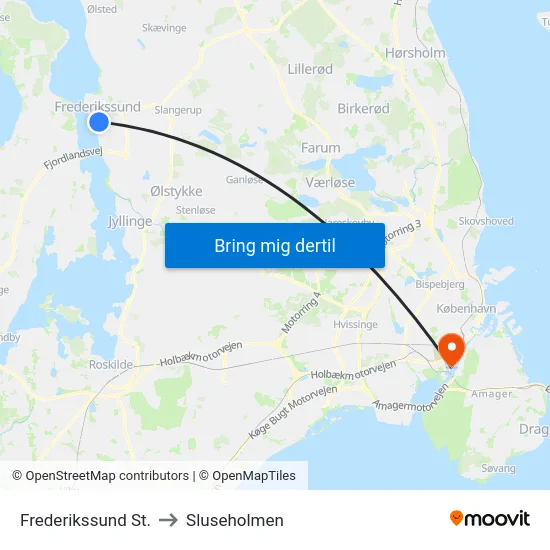 Frederikssund St. to Sluseholmen map