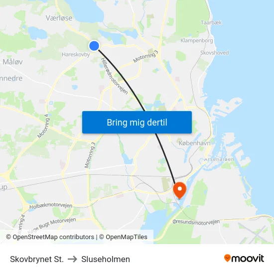 Skovbrynet St. to Sluseholmen map