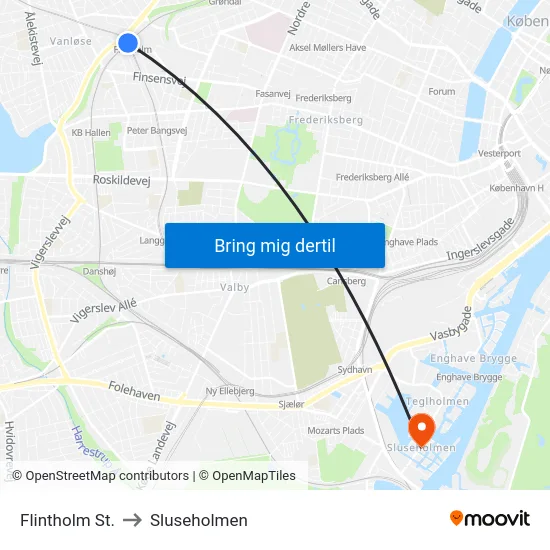 Flintholm St. to Sluseholmen map