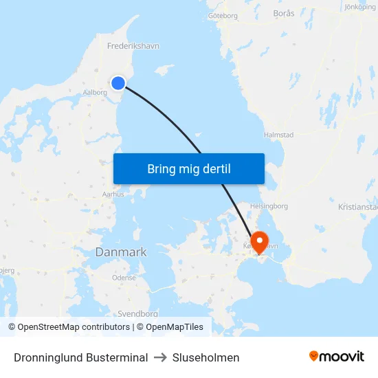 Dronninglund Busterminal to Sluseholmen map