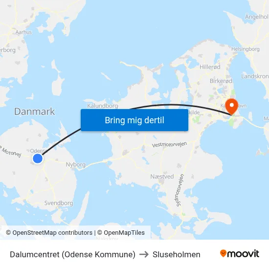 Dalumcentret (Odense Kommune) to Sluseholmen map
