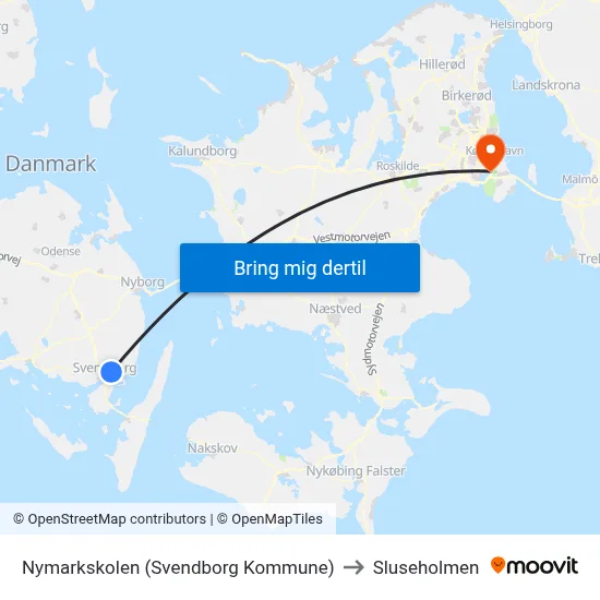 Nymarkskolen (Svendborg Kommune) to Sluseholmen map