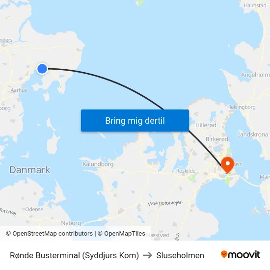 Rønde Busterminal (Syddjurs Kom) to Sluseholmen map