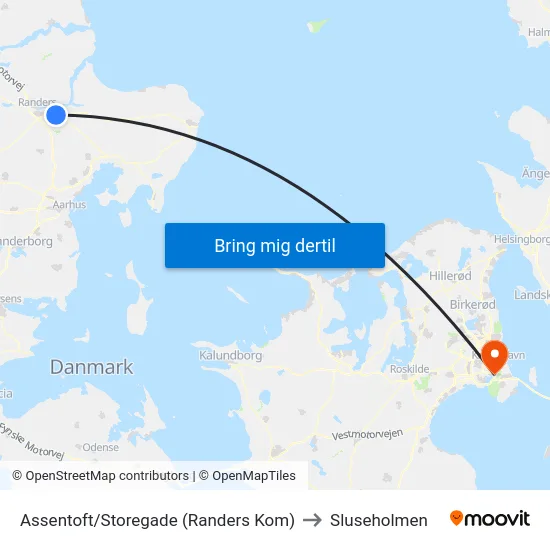 Assentoft/Storegade (Randers Kom) to Sluseholmen map