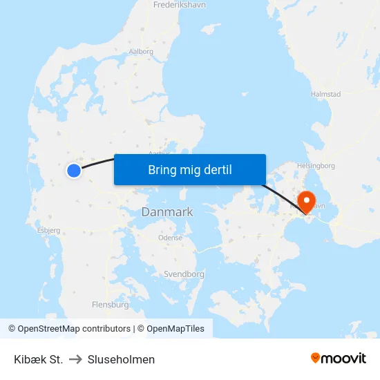 Kibæk St. to Sluseholmen map
