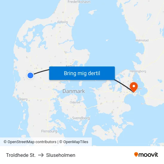 Troldhede St. to Sluseholmen map