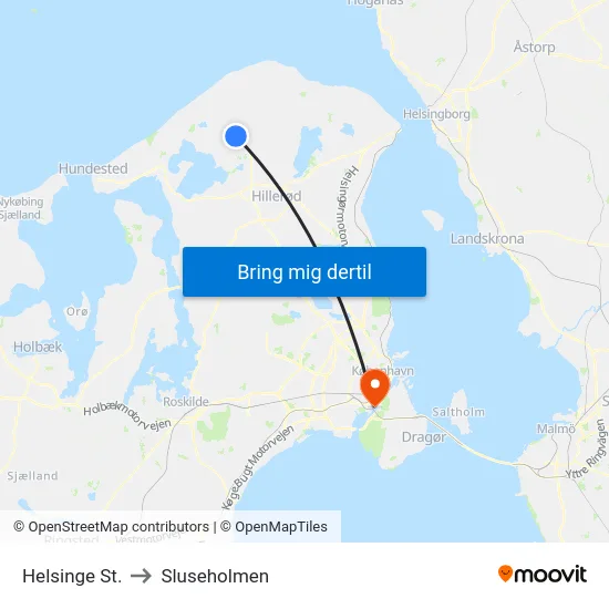 Helsinge St. to Sluseholmen map