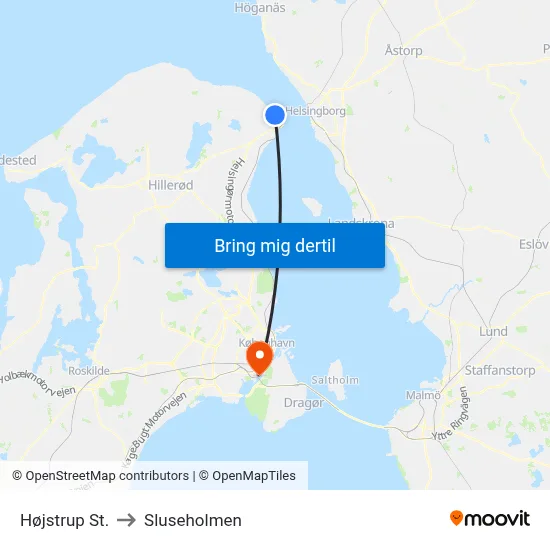 Højstrup St. to Sluseholmen map