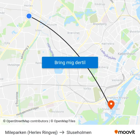 Mileparken (Herlev Ringvej) to Sluseholmen map