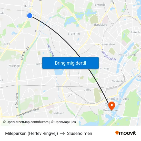 Mileparken (Herlev Ringvej) to Sluseholmen map
