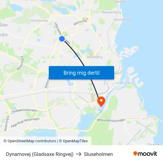 Dynamovej (Gladsaxe Ringvej) to Sluseholmen map