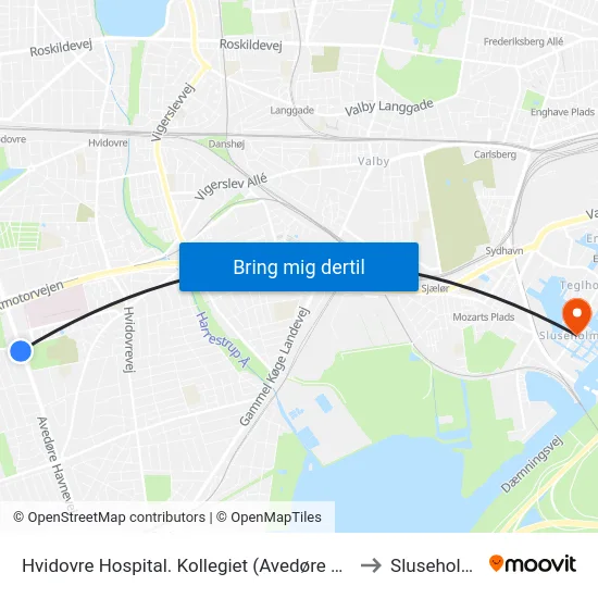 Hvidovre Hospital. Kollegiet (Avedøre Havnevej) to Sluseholmen map