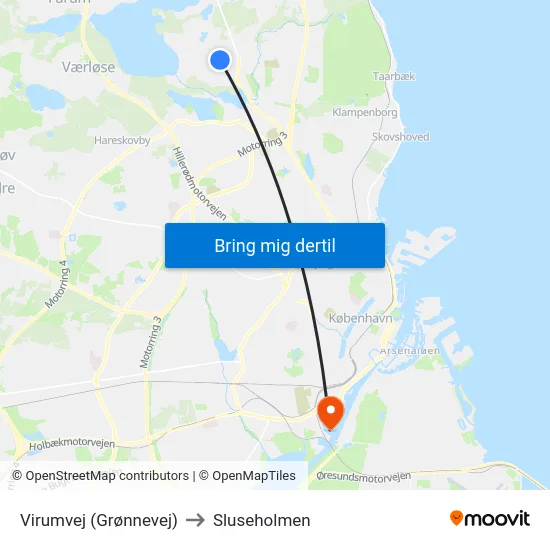 Virumvej (Grønnevej) to Sluseholmen map
