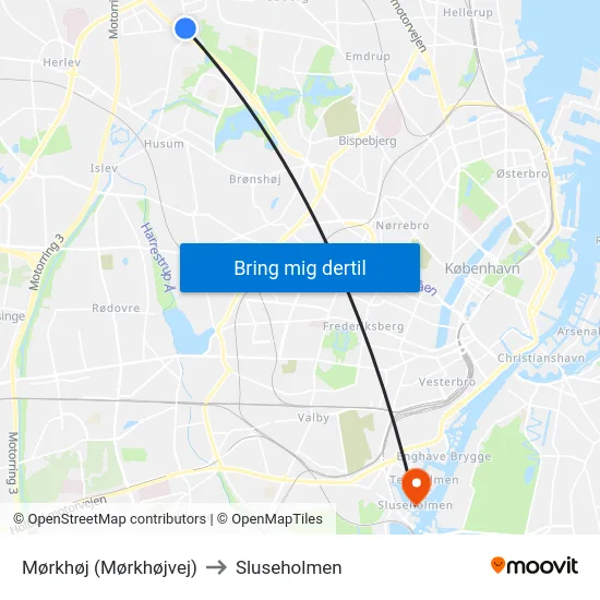 Mørkhøj (Mørkhøjvej) to Sluseholmen map