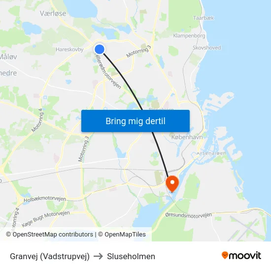 Granvej (Vadstrupvej) to Sluseholmen map