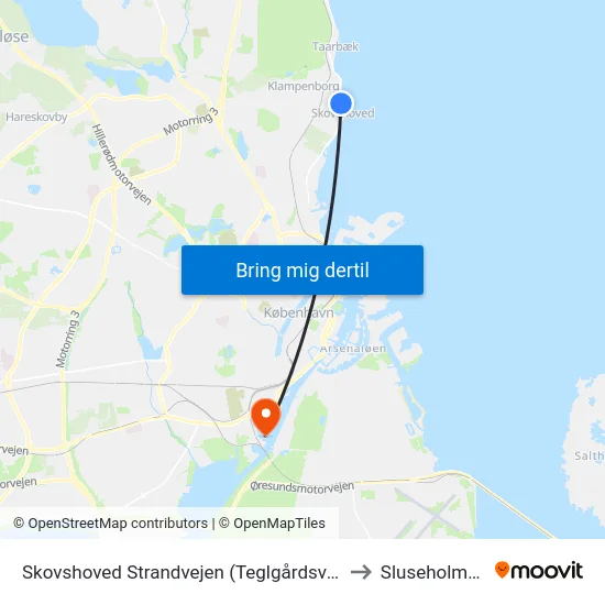 Skovshoved Strandvejen (Teglgårdsvej) to Sluseholmen map