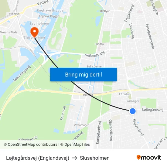 Løjtegårdsvej (Englandsvej) to Sluseholmen map