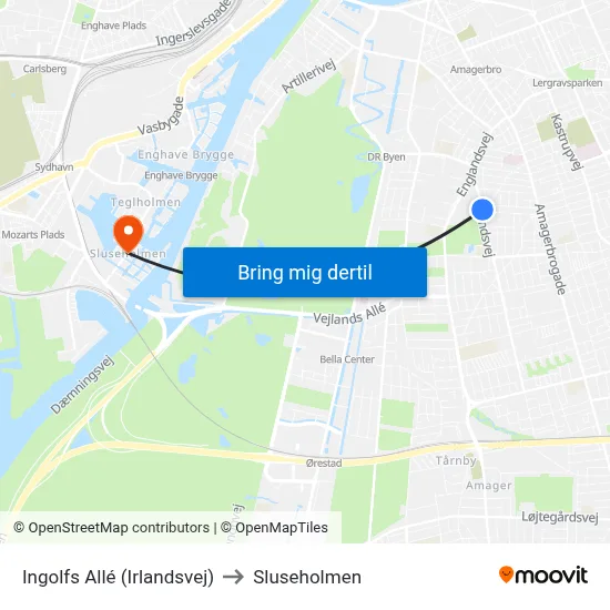 Ingolfs Allé (Irlandsvej) to Sluseholmen map