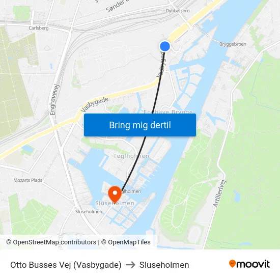 Otto Busses Vej (Vasbygade) to Sluseholmen map