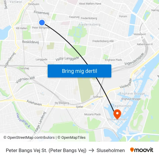Peter Bangs Vej St. (Peter Bangs Vej) to Sluseholmen map