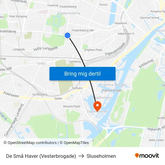 De Små Haver (Vesterbrogade) to Sluseholmen map