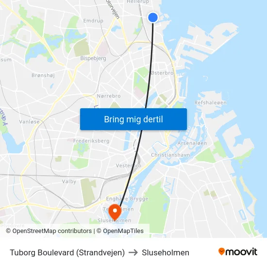 Tuborg Boulevard (Strandvejen) to Sluseholmen map