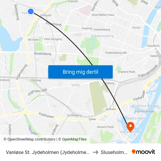 Vanløse St. Jydeholmen (Jydeholmen) to Sluseholmen map