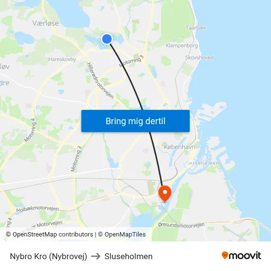 Nybro Kro (Nybrovej) to Sluseholmen map