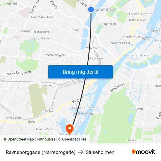 Ravnsborggade (Nørrebrogade) to Sluseholmen map