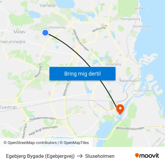 Egebjerg Bygade (Egebjergvej) to Sluseholmen map