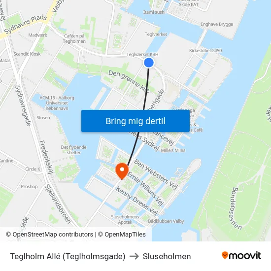 Teglholm Allé (Teglholmsgade) to Sluseholmen map