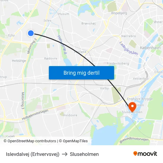 Islevdalvej (Erhvervsvej) to Sluseholmen map