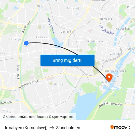 Irmabyen (Korsdalsvej) to Sluseholmen map
