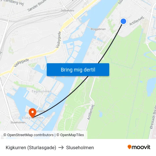 Kigkurren (Sturlasgade) to Sluseholmen map