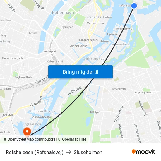 Refshaleøen (Refshalevej) to Sluseholmen map