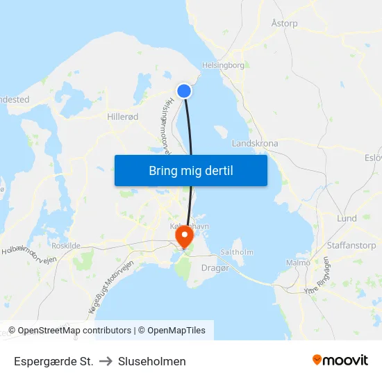 Espergærde St. to Sluseholmen map